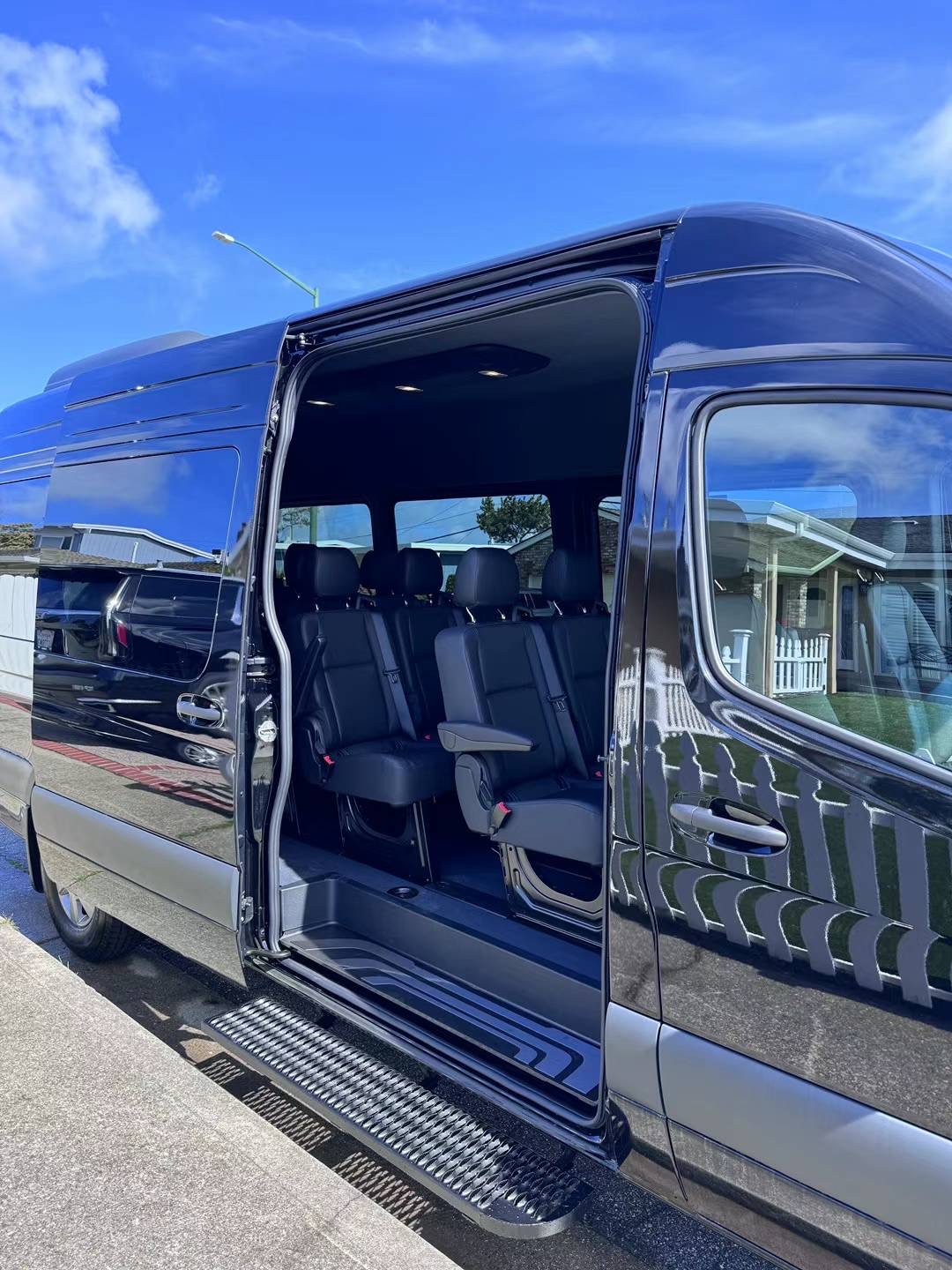 Open HTH Sprinter showing spacious passenger seating and easy entry